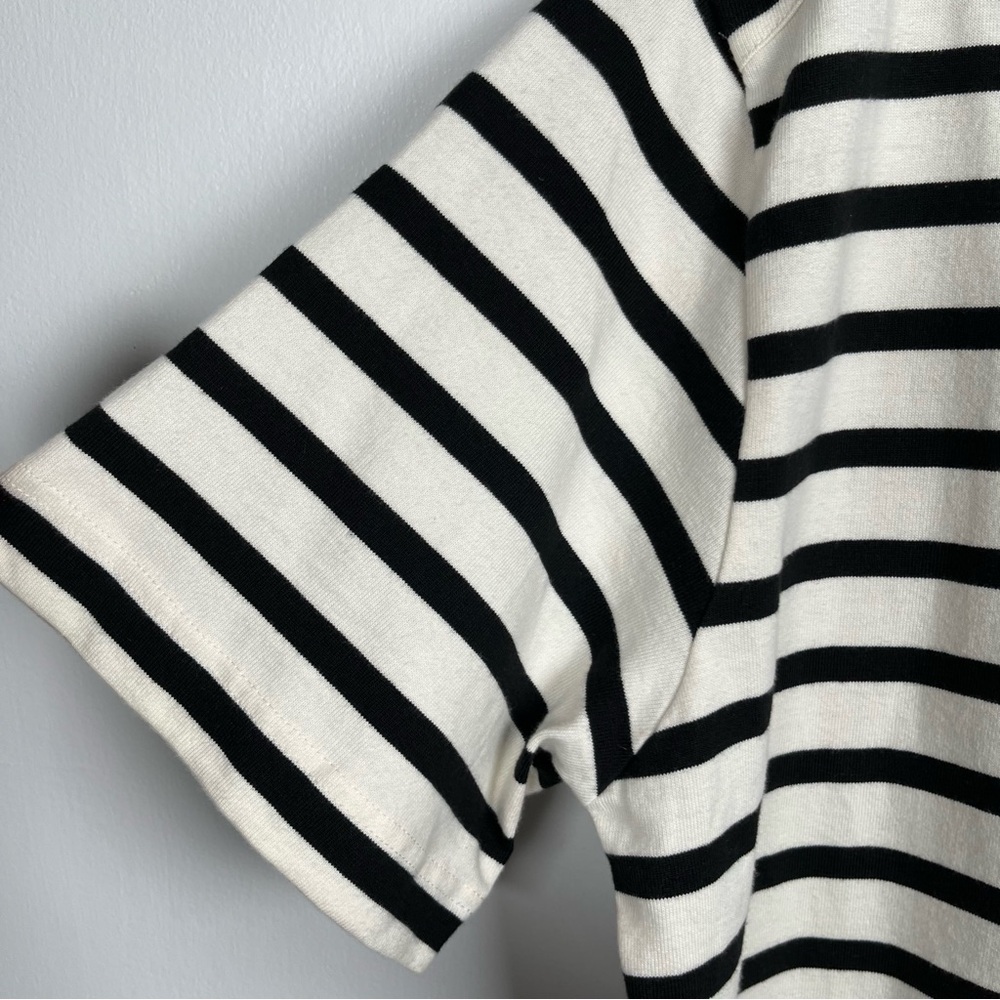J.Crew Tie-back Short Sleeve T Shirt mini dress in stripe Ivory Size XL - Picture 8 of 11